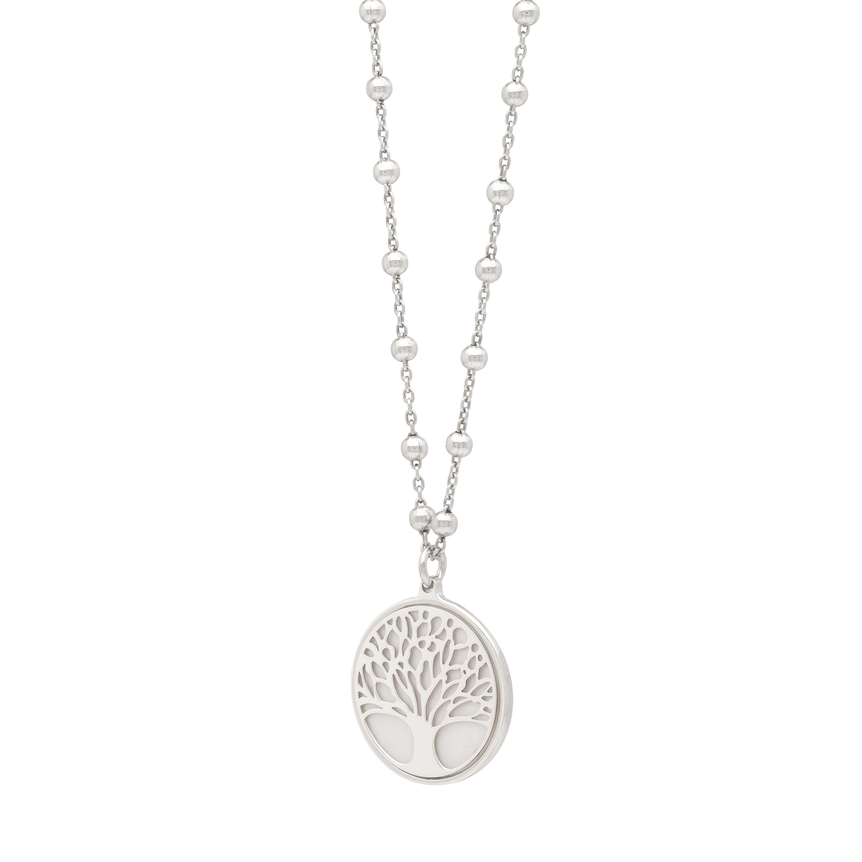 Sterling Silver Tree of Life Pendant on Beaded Chain