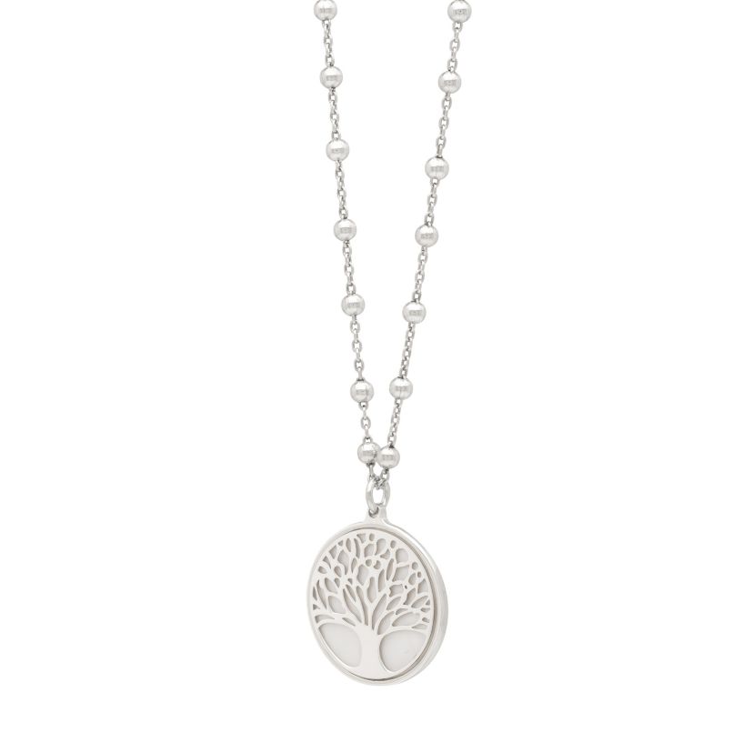 Sterling Silver Tree of Life Pendant on Beaded Chain