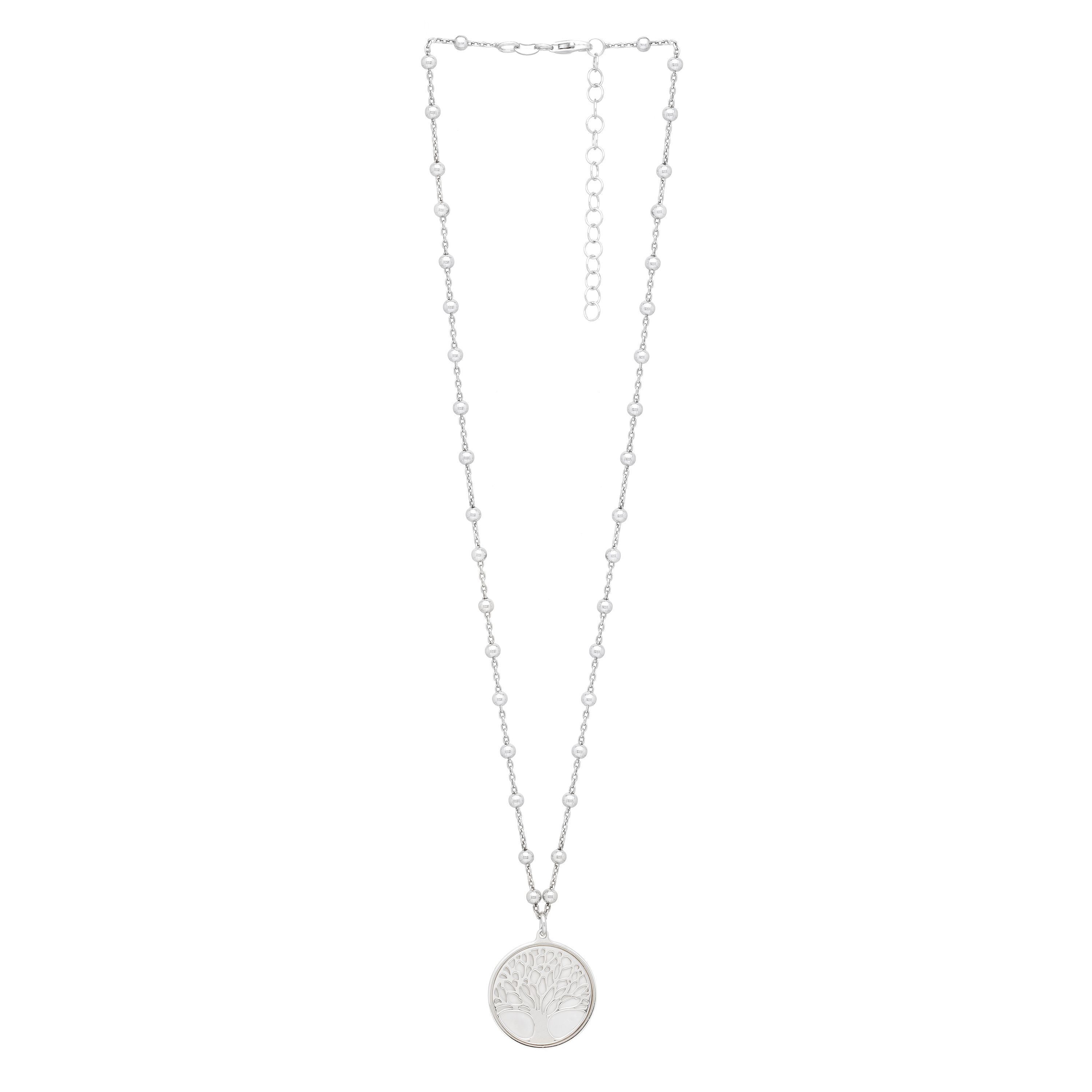 Sterling Silver Tree of Life Pendant on Beaded Chain