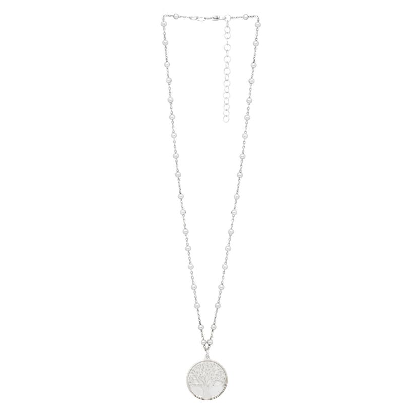 Sterling Silver Tree of Life Pendant on Beaded Chain