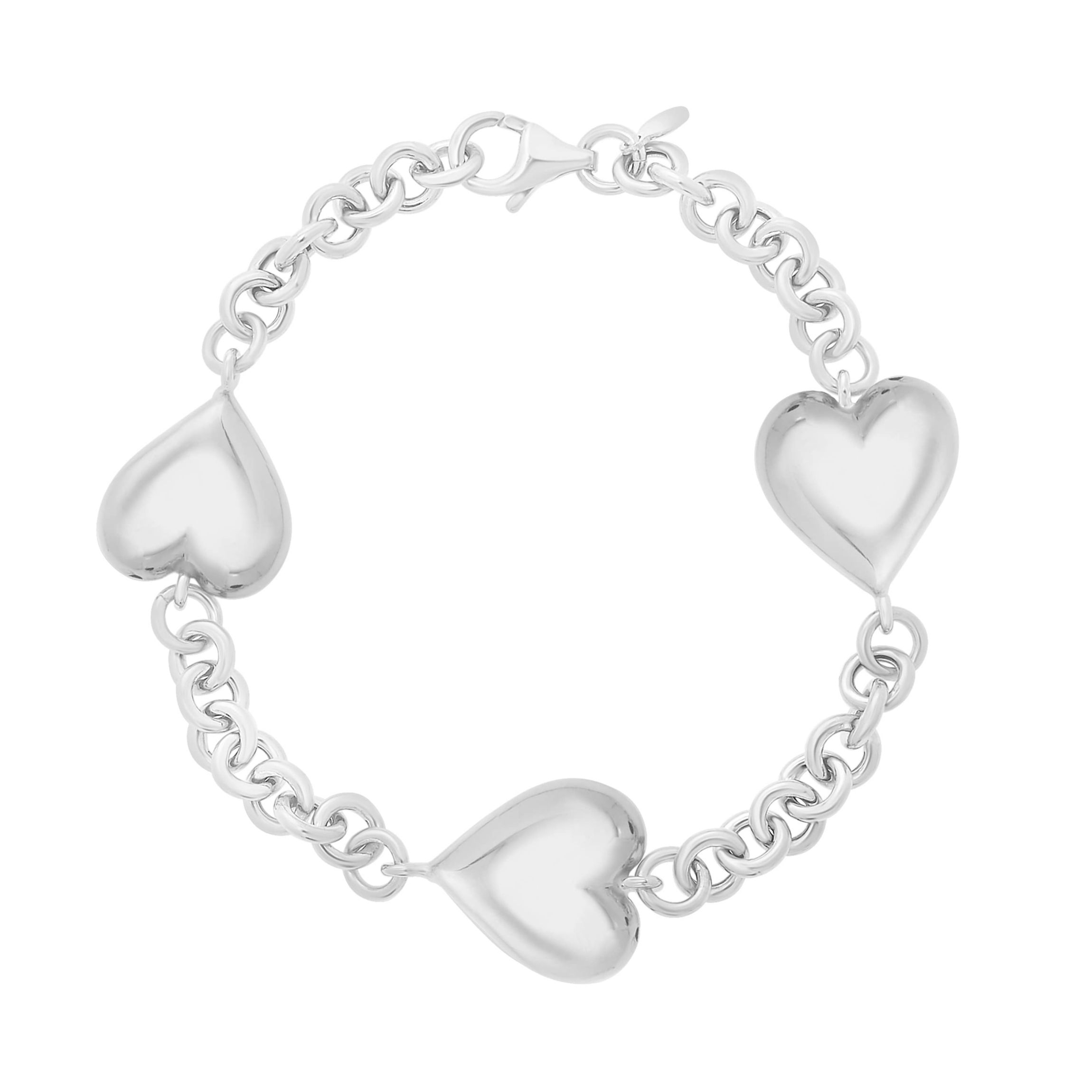 S/S PUFF HEART BEACELET