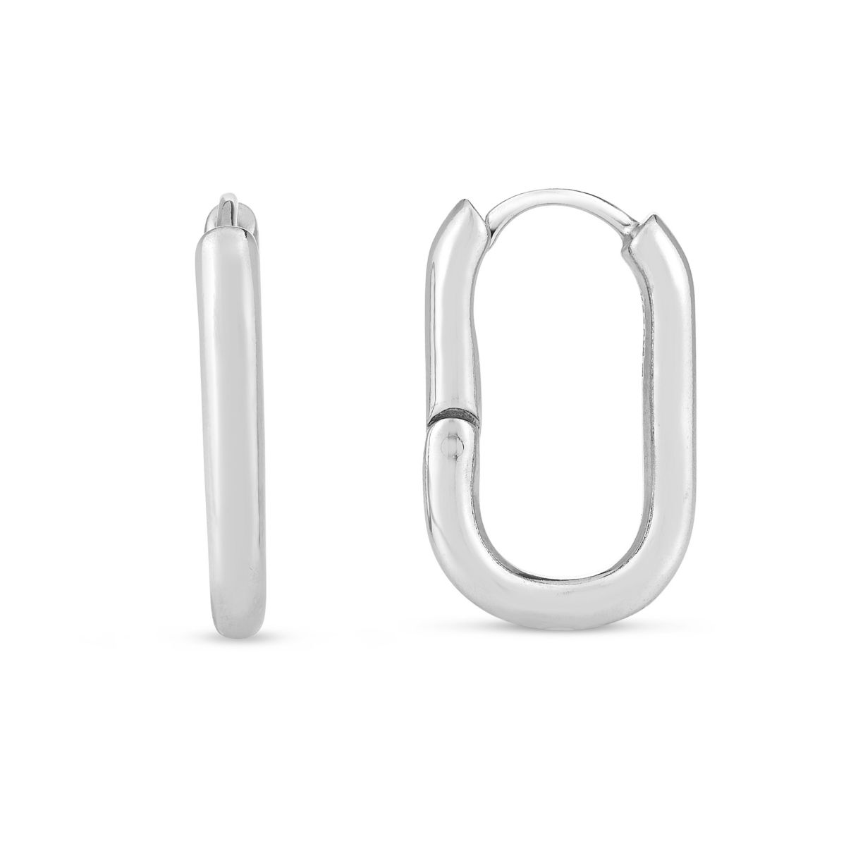 Sterling Silver Oval Huggie Earring