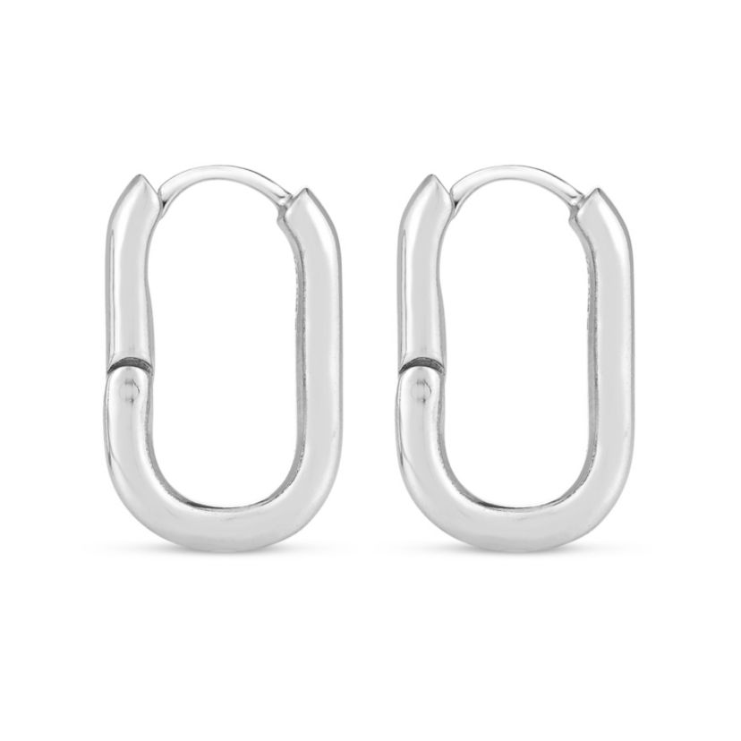 Sterling Silver Oval Huggie Earring