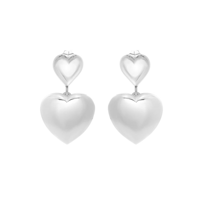 S/S DOUBLE HEART DROP EARRING