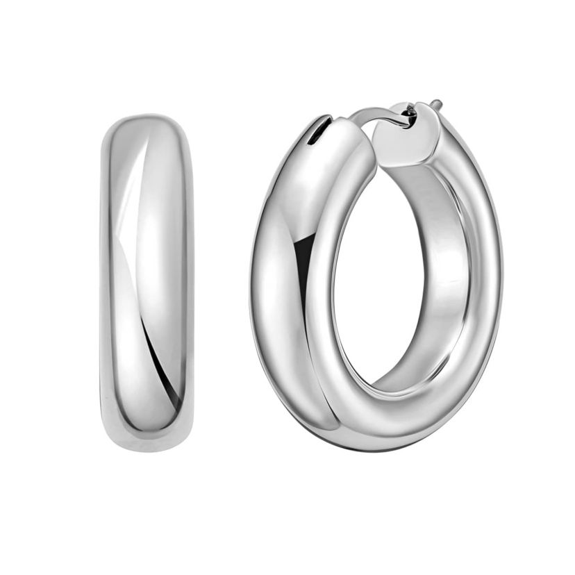 SS ROUND HOOP EARRING WITH HINGED CLASP
