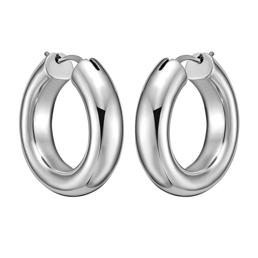 SS ROUND HOOP EARRING WITH HINGED CLASP