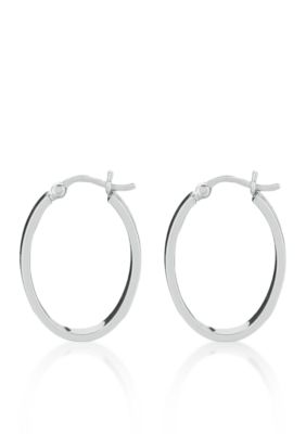 Sterling Silver Oval Hoop Earrings