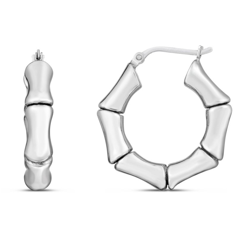 Sterling Silver Bamboo Hoop