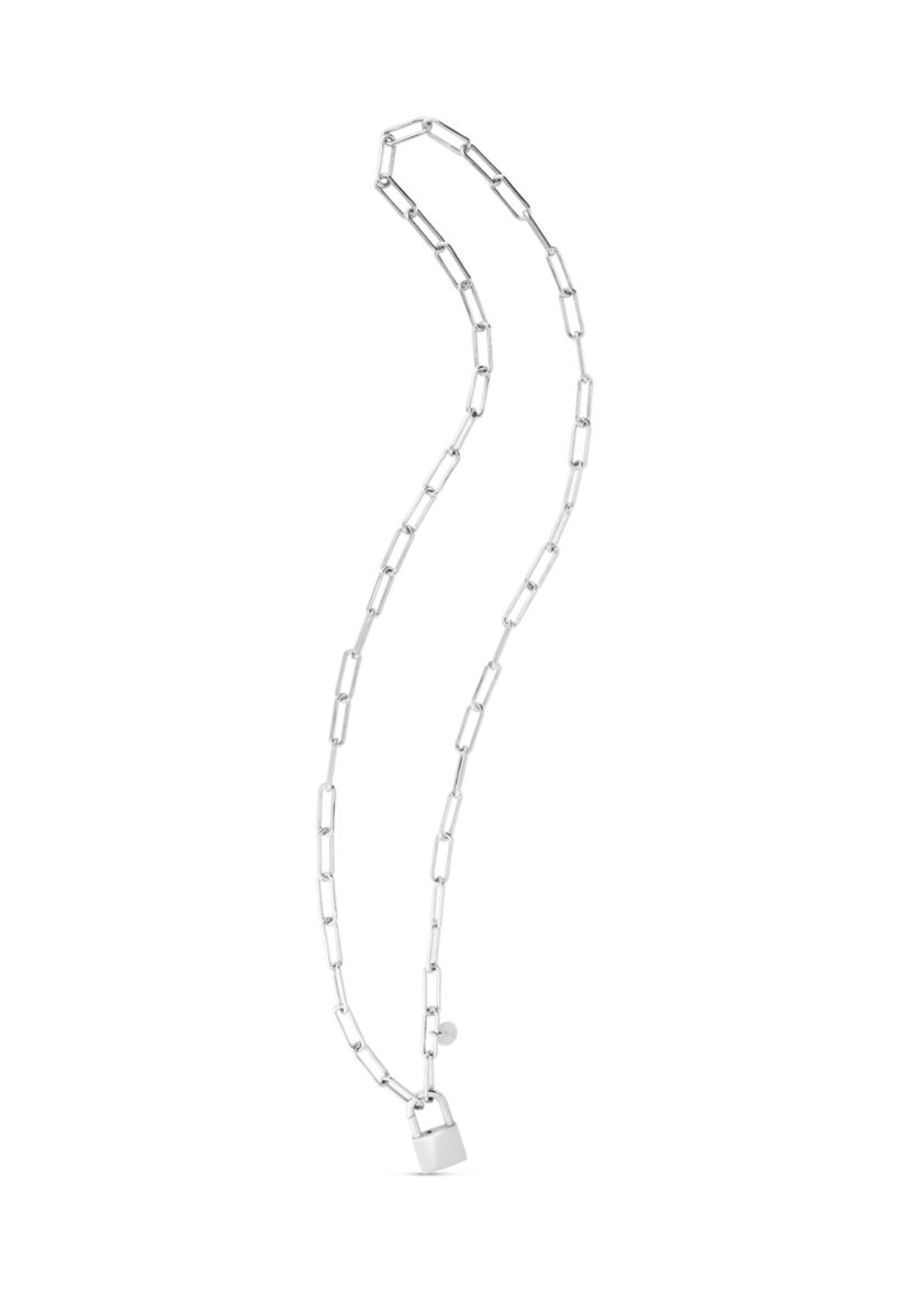 Sterling Silver Padlock Cable Necklace