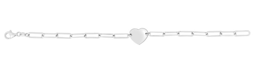 Sterling Silver Heart Paperclip Bracelet