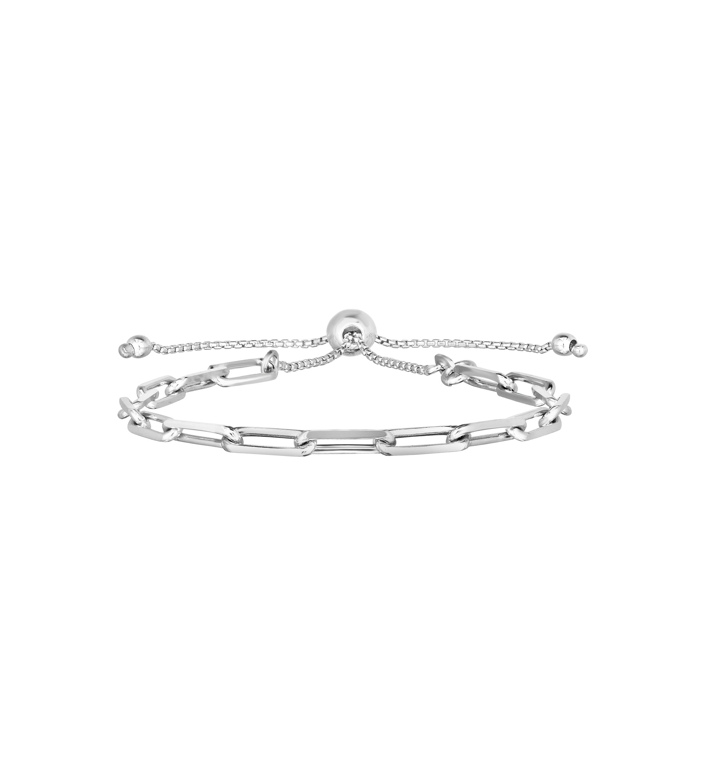 Sterling Silver Paperclip Bolo Bracelet