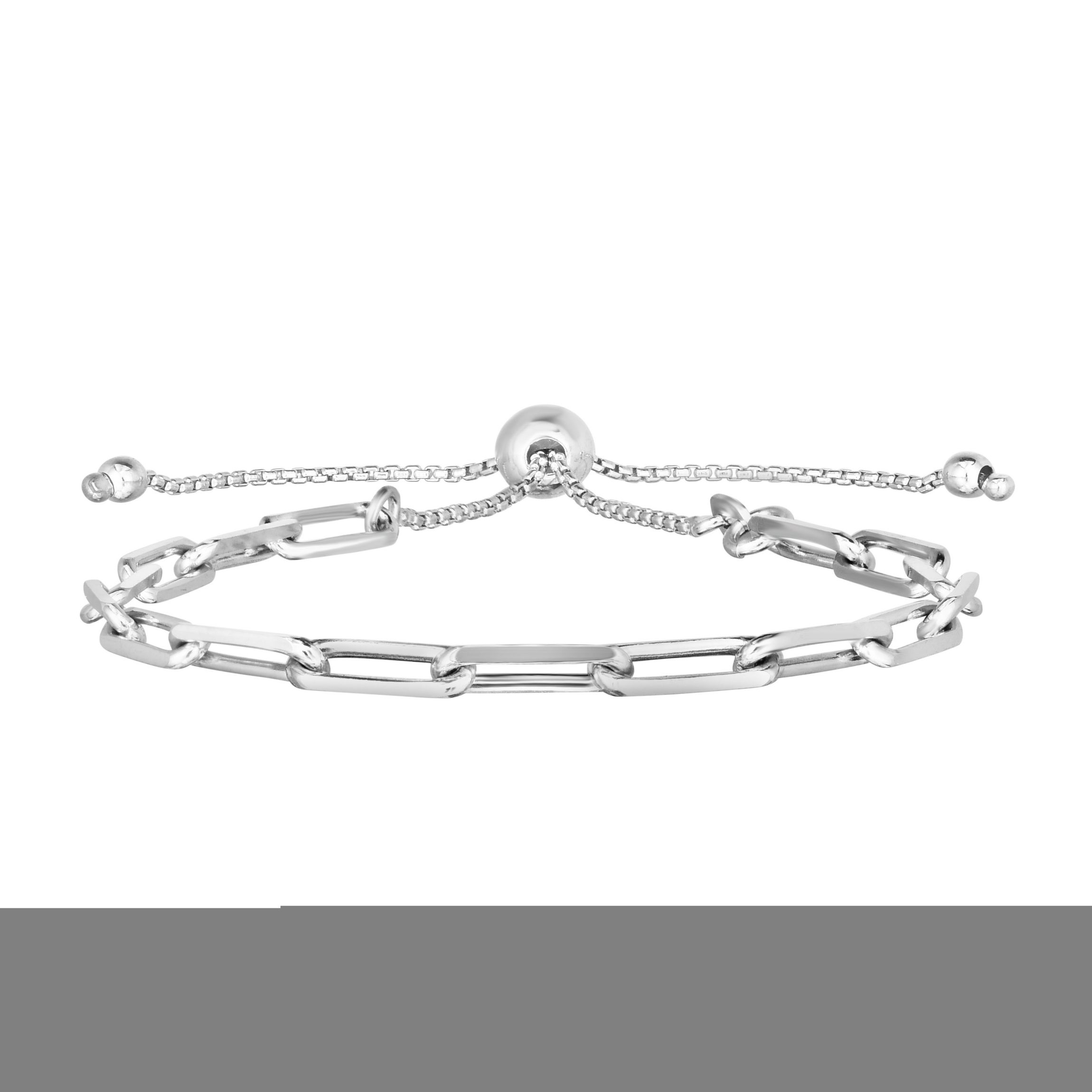 Sterling Silver Paperclip Bolo Bracelet