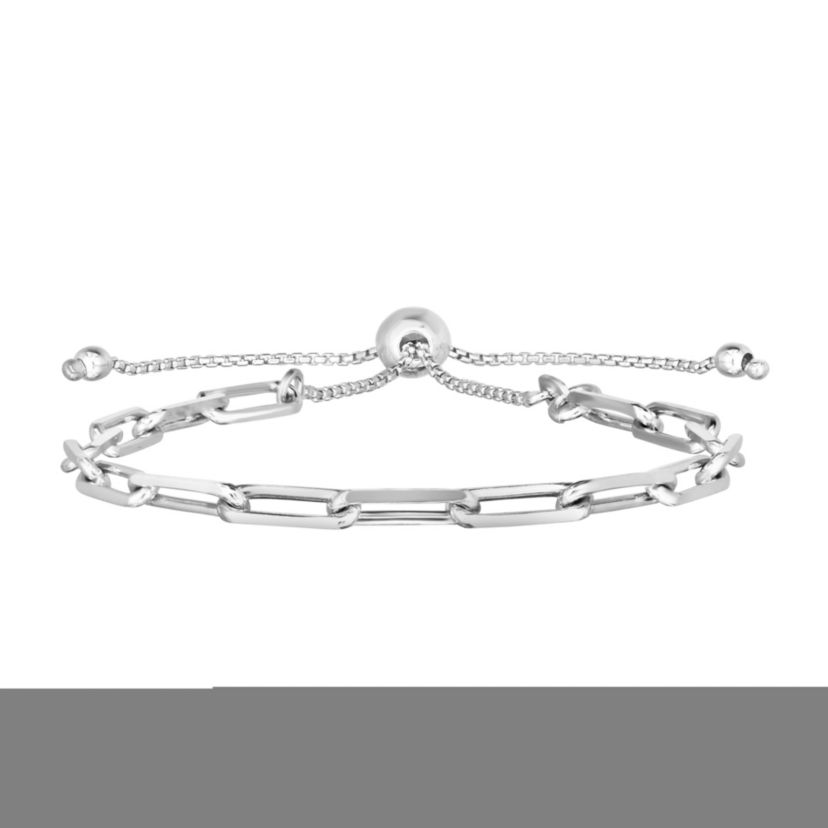 Sterling Silver Paperclip Bolo Bracelet