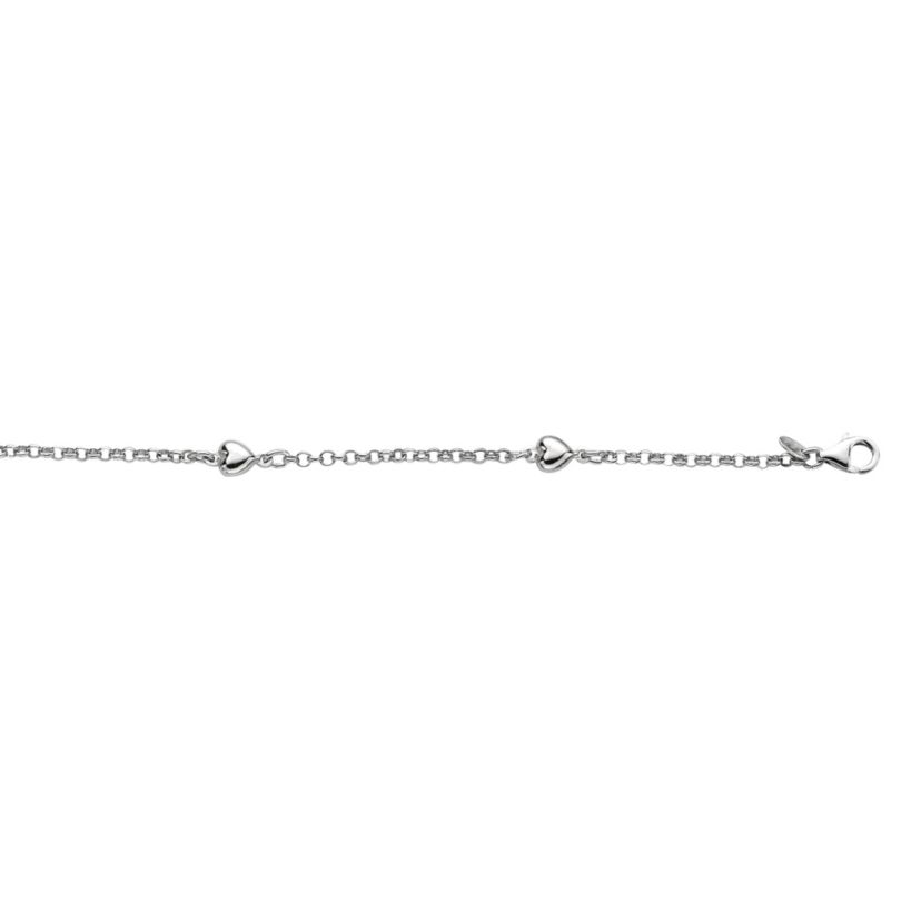S/S STATIONED HEART ANKLET