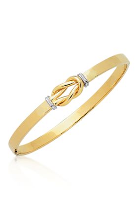 Belk & Co 14k Two Tone Gold Love Knot Bangle, Yellow, 7.5 in