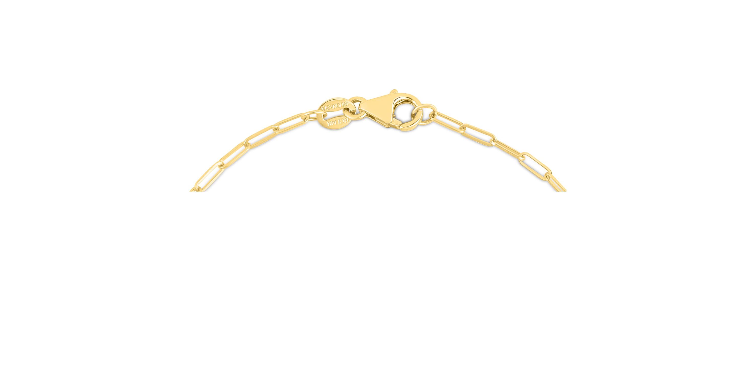 14K Yellow Gold  Paperclip Bracelet With Baguette Peridot