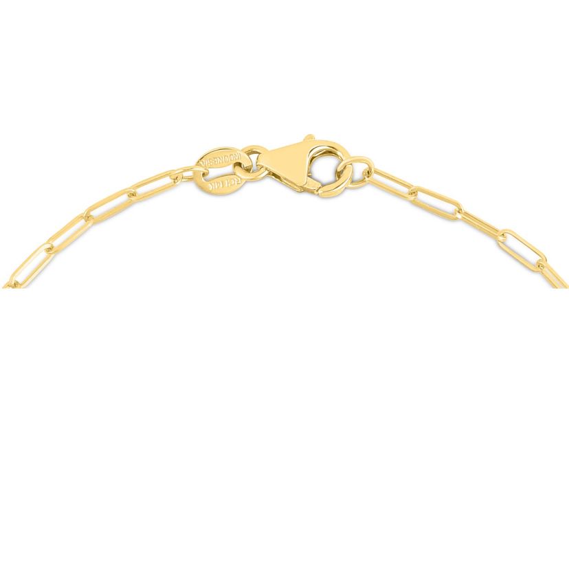 14K Yellow Gold  Paperclip Bracelet With Baguette Peridot