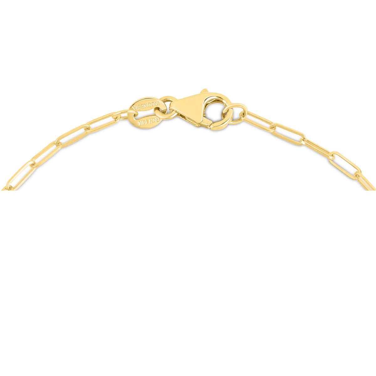 14K Yellow Gold  Paperclip Bracelet With Baguette Garnet