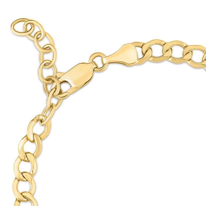 14K Yellow Gold  Curb Bracelet With Round Peridot