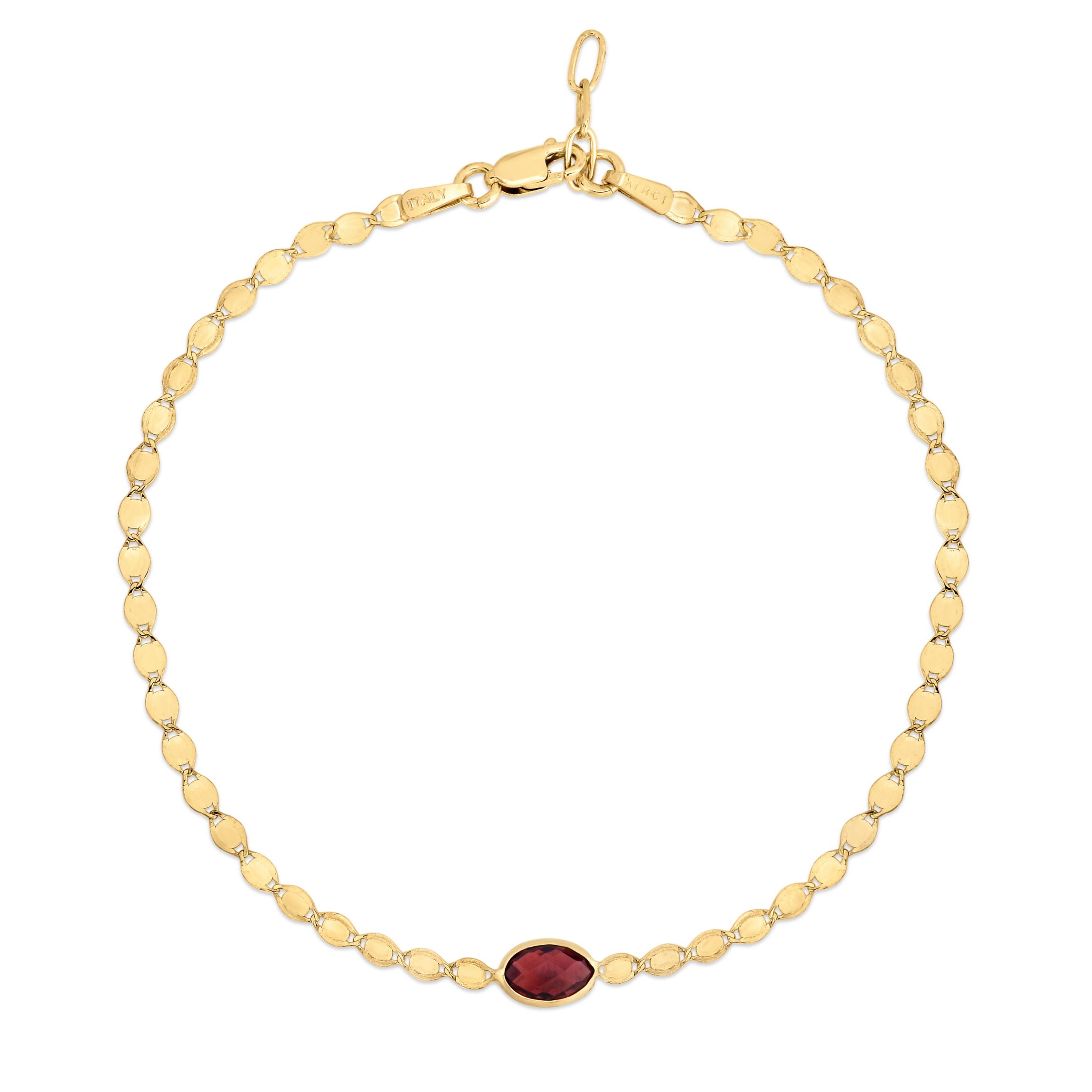 14Ky Mirror Bracelet With Garnet