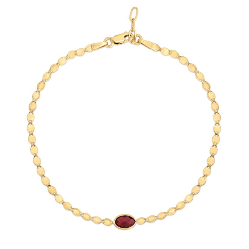 14Ky Mirror Bracelet With Garnet