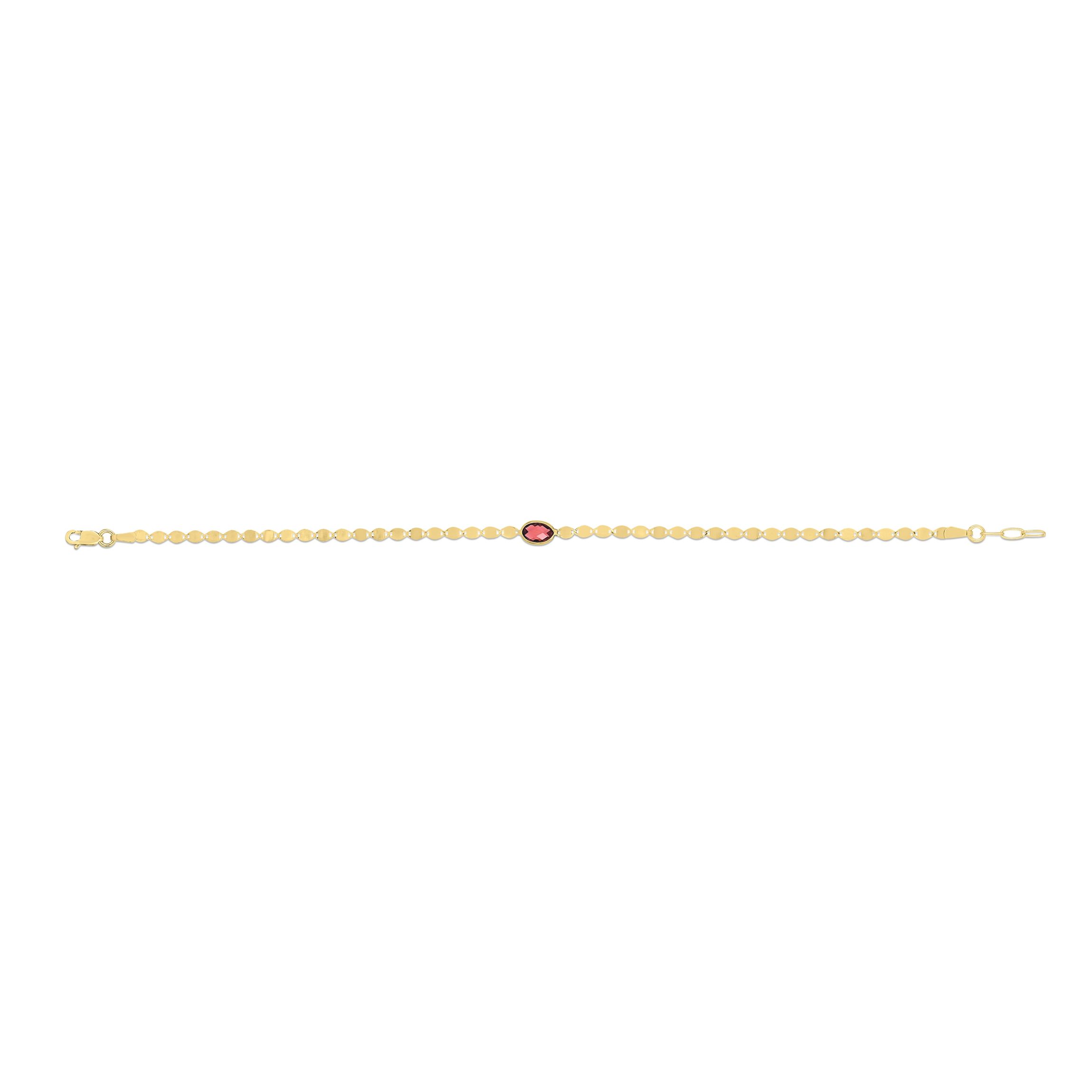 14Ky Mirror Bracelet With Garnet