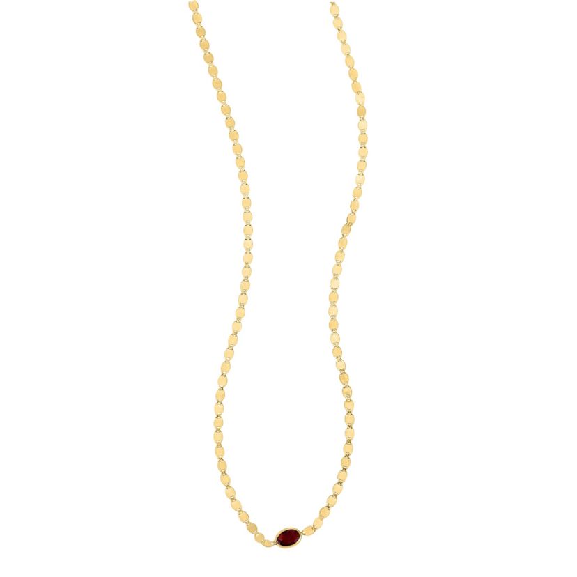 14Ky Mirror Necklace With Oval Garnet