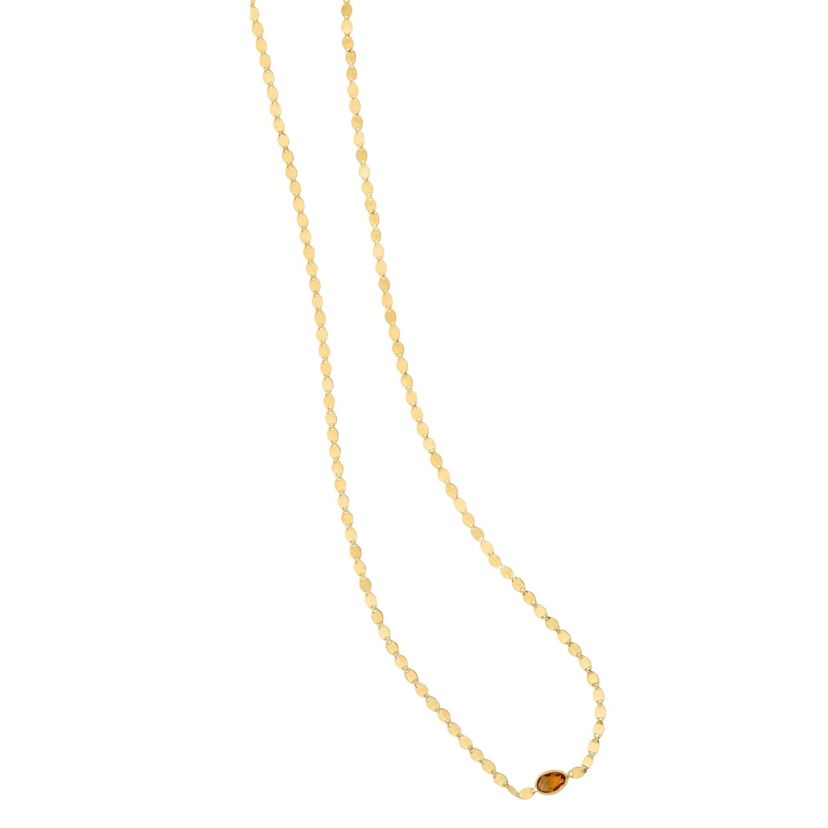 14Ky Mirror Necklace With Oval Citrine