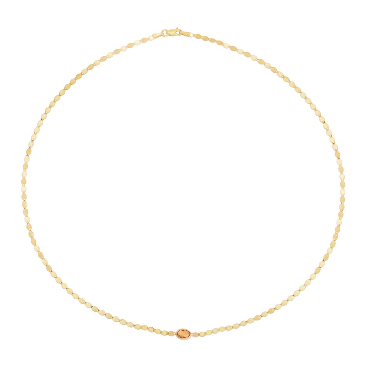 14Ky Mirror Necklace With Oval Citrine