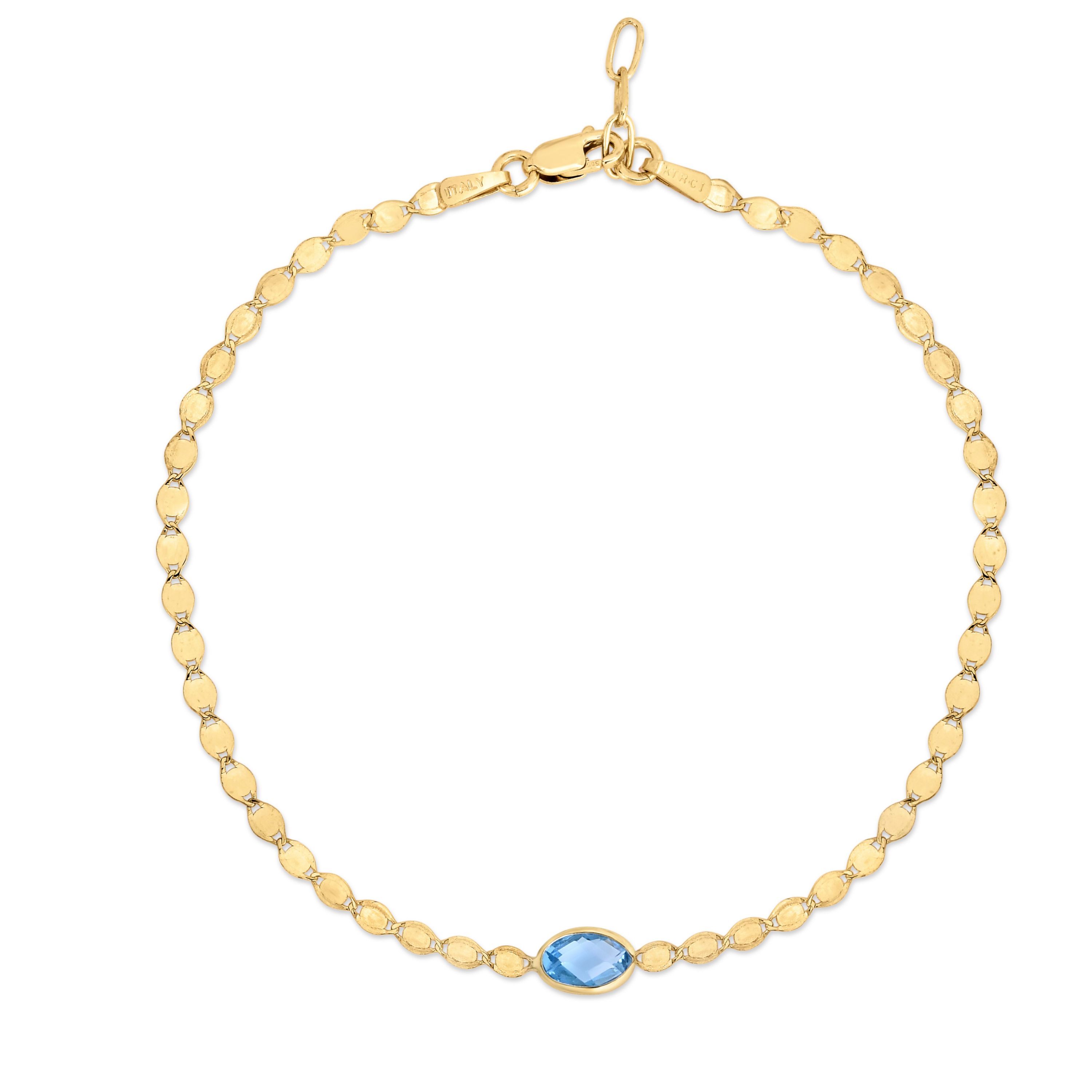 14Ky Mirror Bracelet With Blue Topaz
