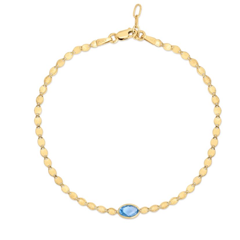 14Ky Mirror Bracelet With Blue Topaz