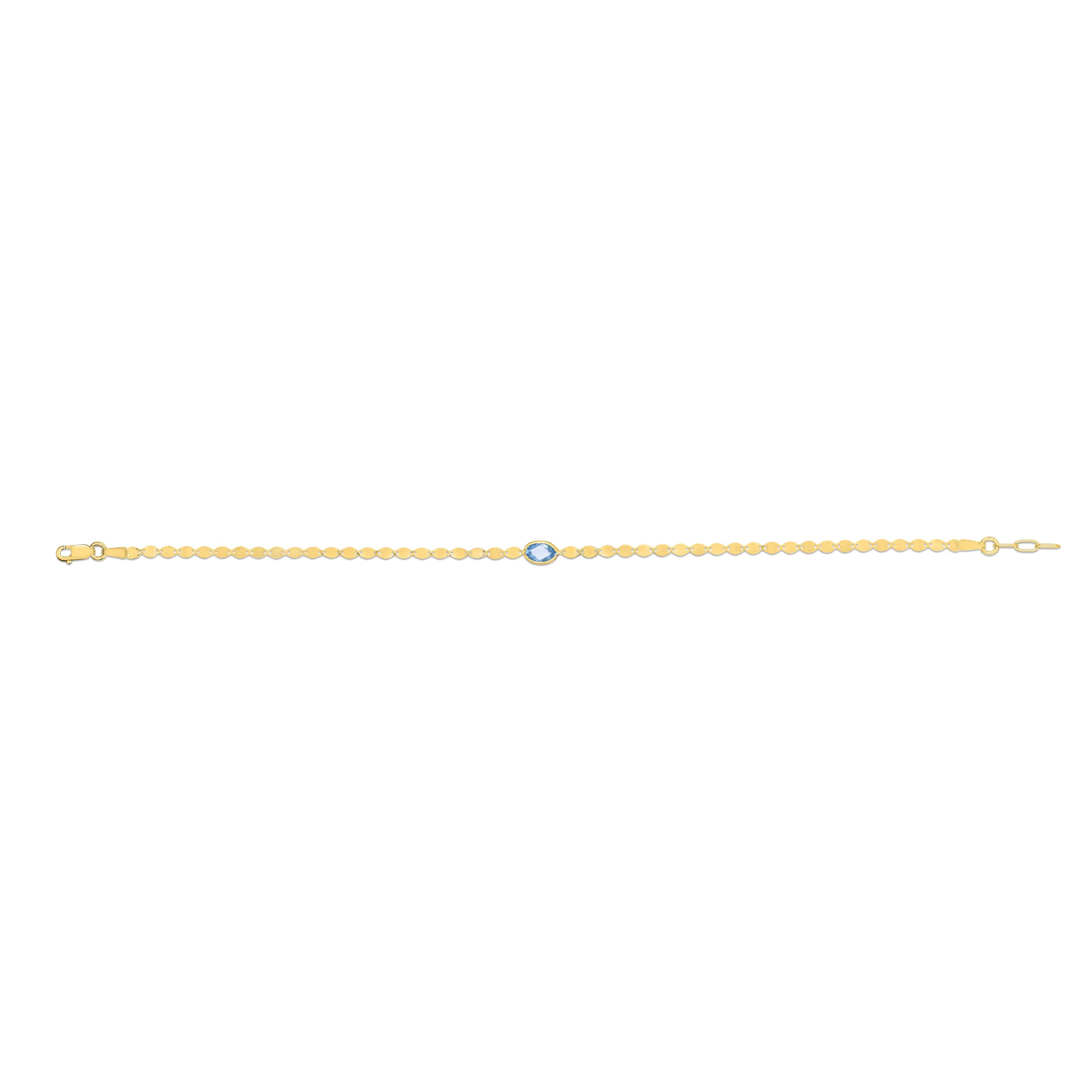 14Ky Mirror Bracelet With Blue Topaz