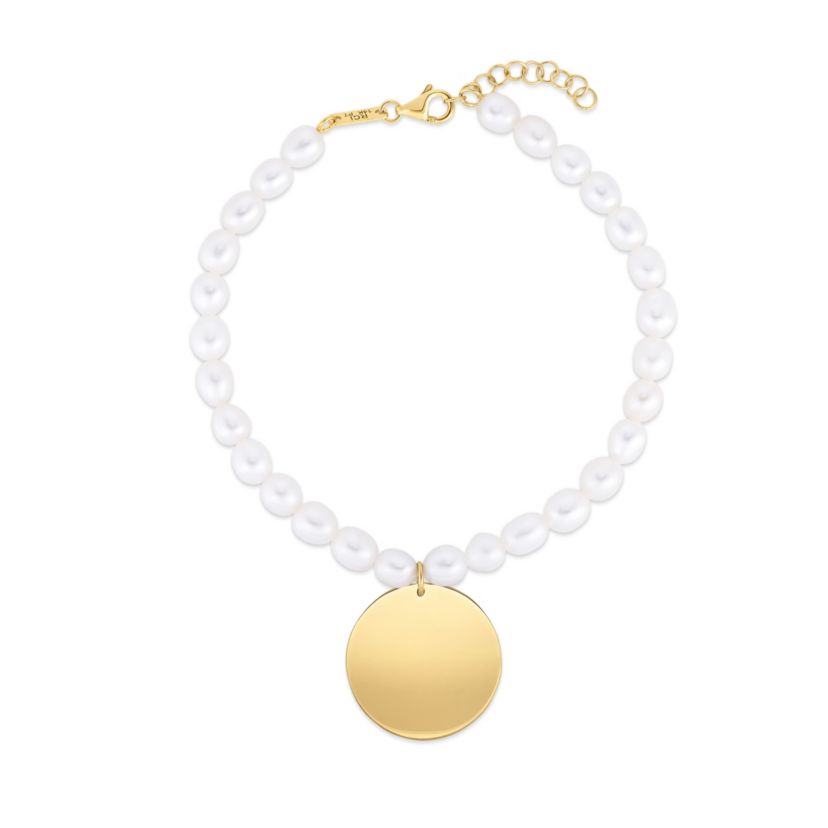 14Ky Fresh Water Pearl Bracelet With Heart