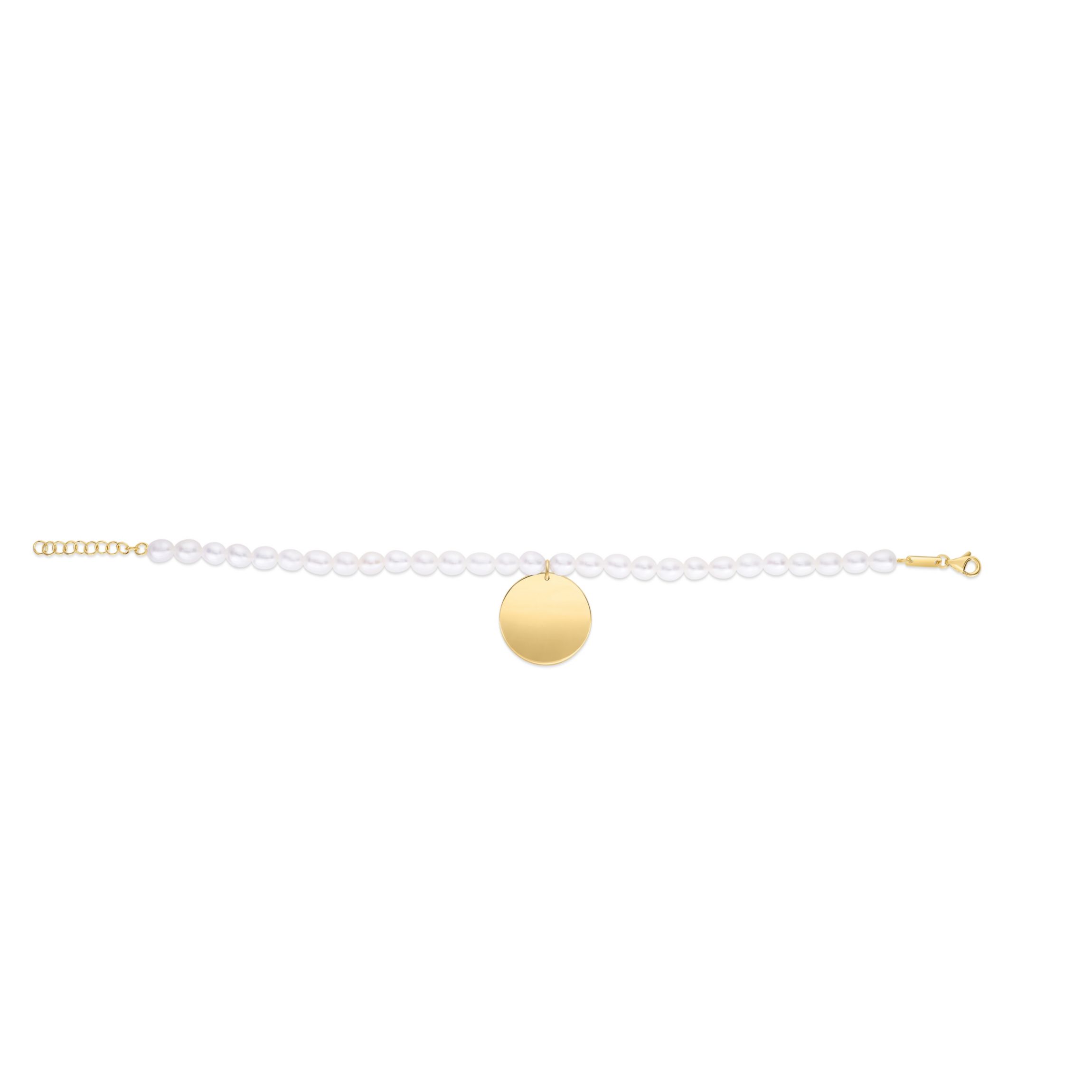 14Ky Fresh Water Pearl Bracelet With Heart