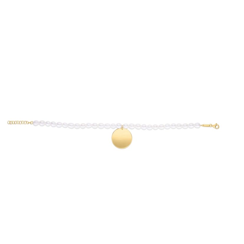 14Ky Fresh Water Pearl Bracelet With Heart