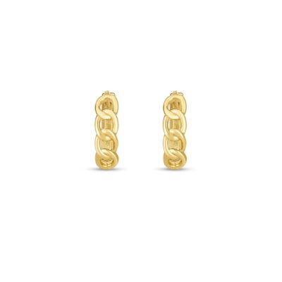 14K Yellow Gold  Curb Huggie Earring