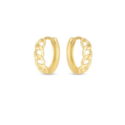 14K Yellow Gold  Curb Huggie Earring