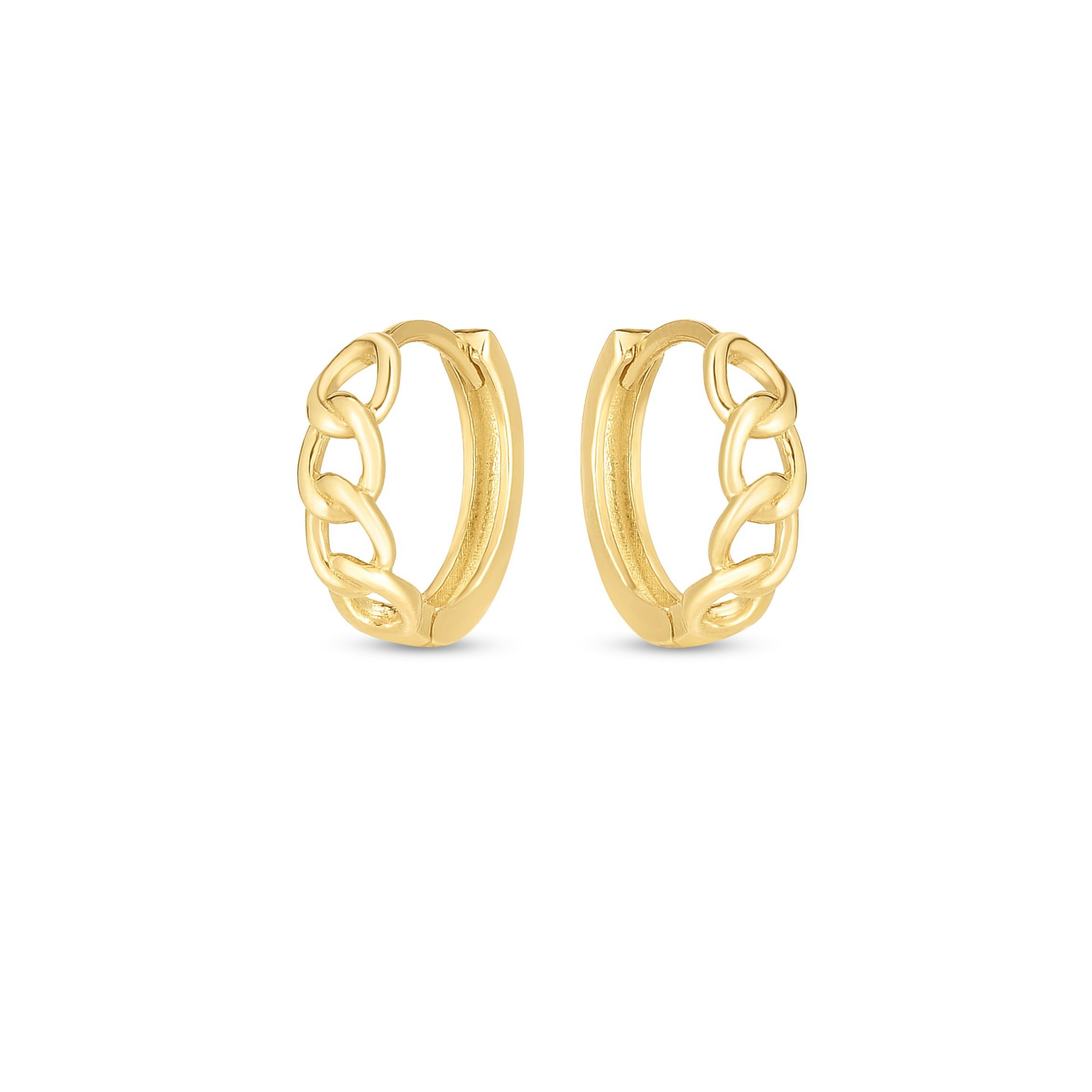 14K Yellow Gold  Curb Huggie Earring