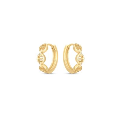 14K Yellow Gold  Mariner Huggie Earring