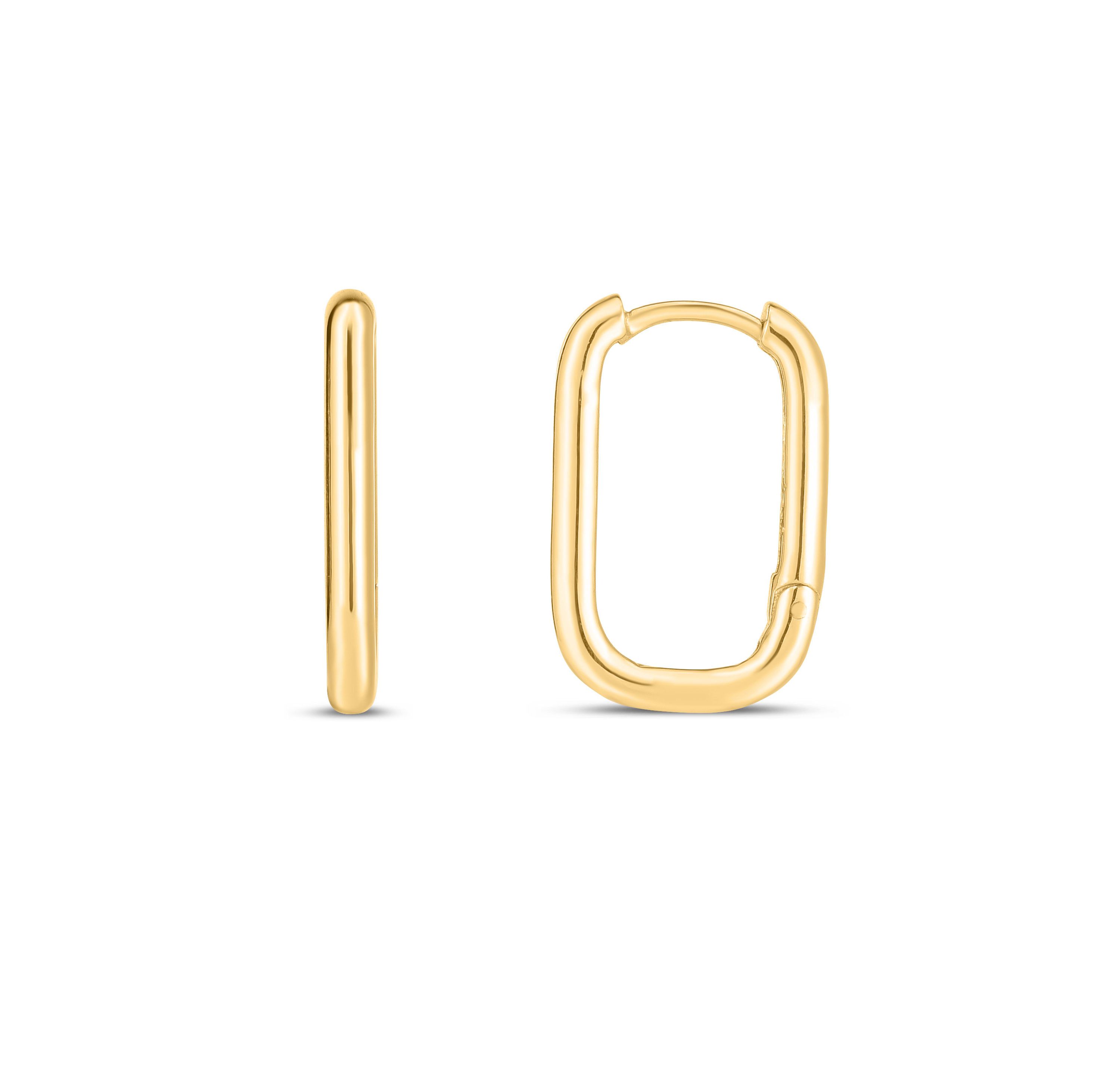14K Yellow Gold  Paperclip Huggie Earring