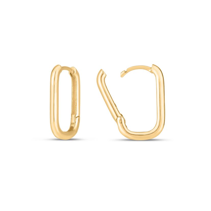14K Yellow Gold  Paperclip Huggie Earring