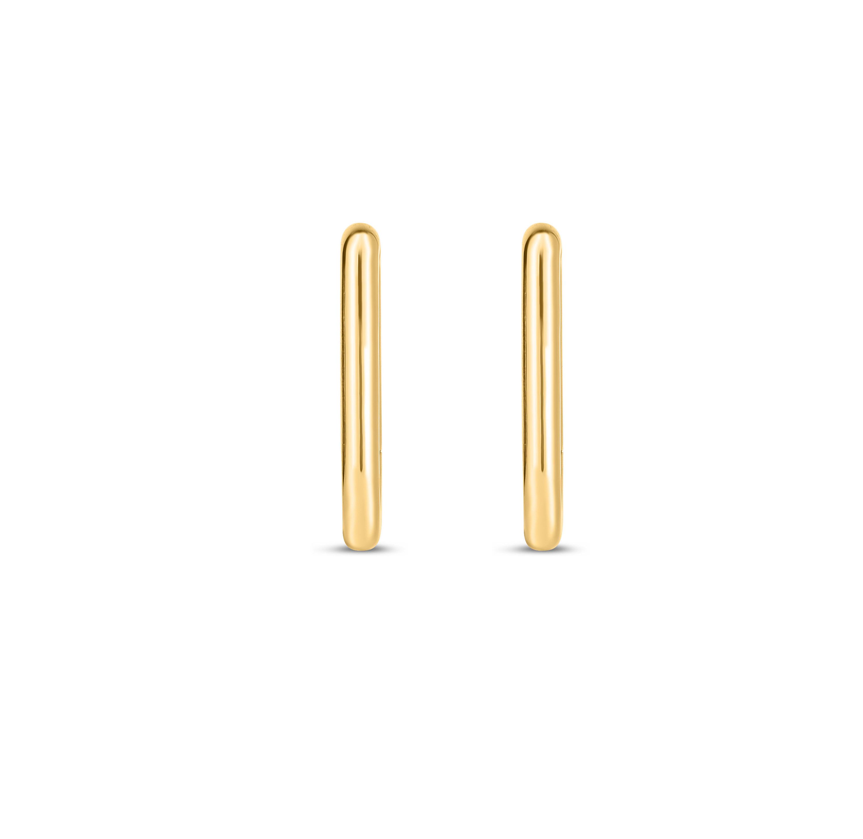 14K Yellow Gold  Paperclip Huggie Earring