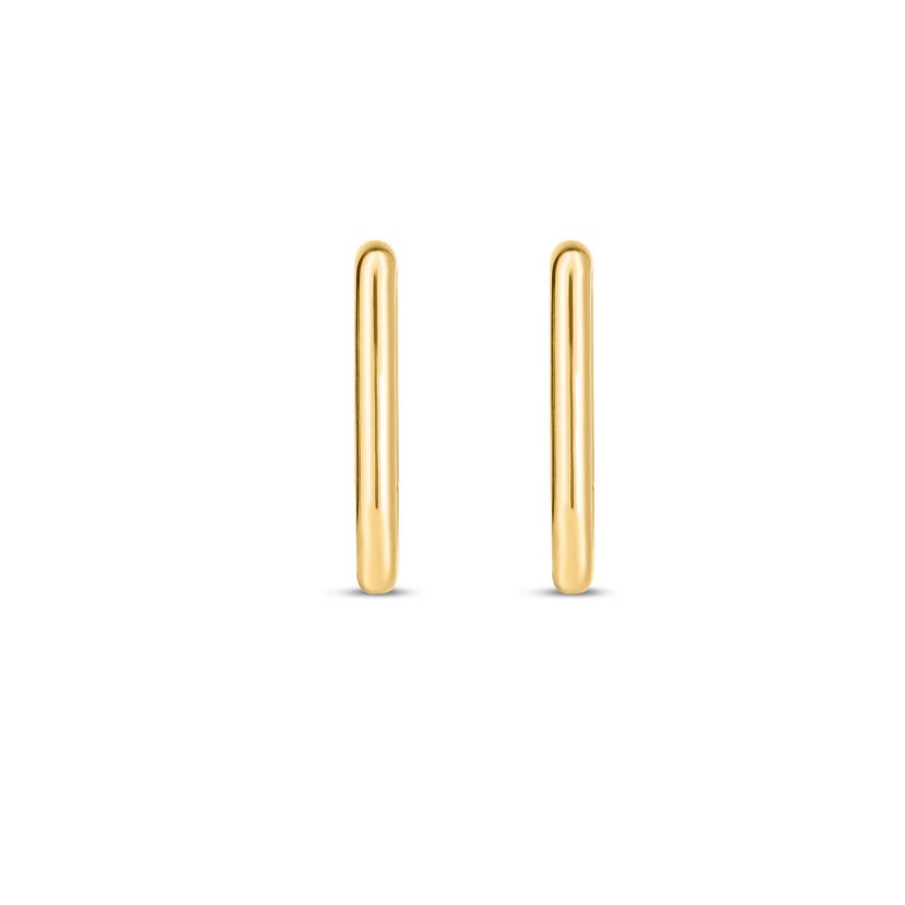 14K Yellow Gold  Paperclip Huggie Earring