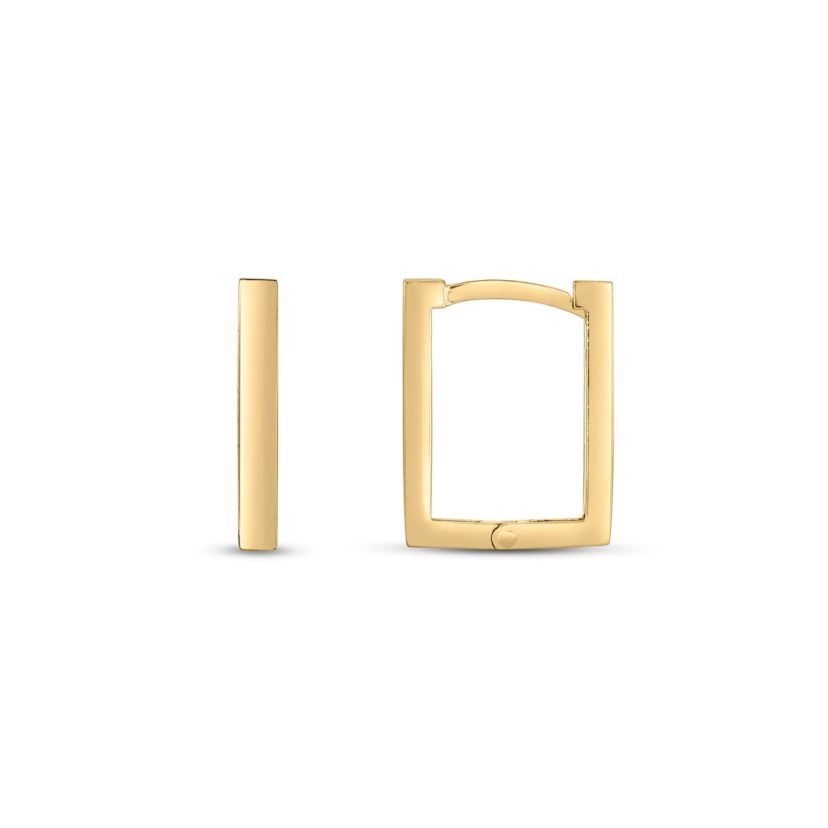 14K Yellow Gold  Rectangle Huggie Earring