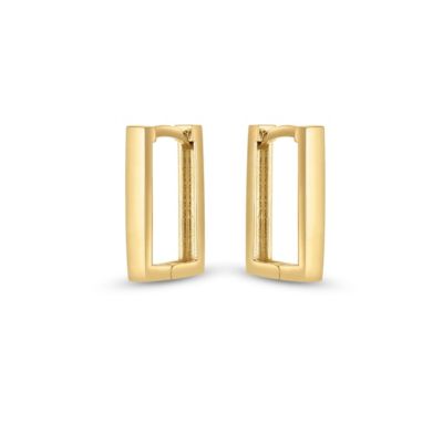 14K Yellow Gold  Rectangle Huggie Earring