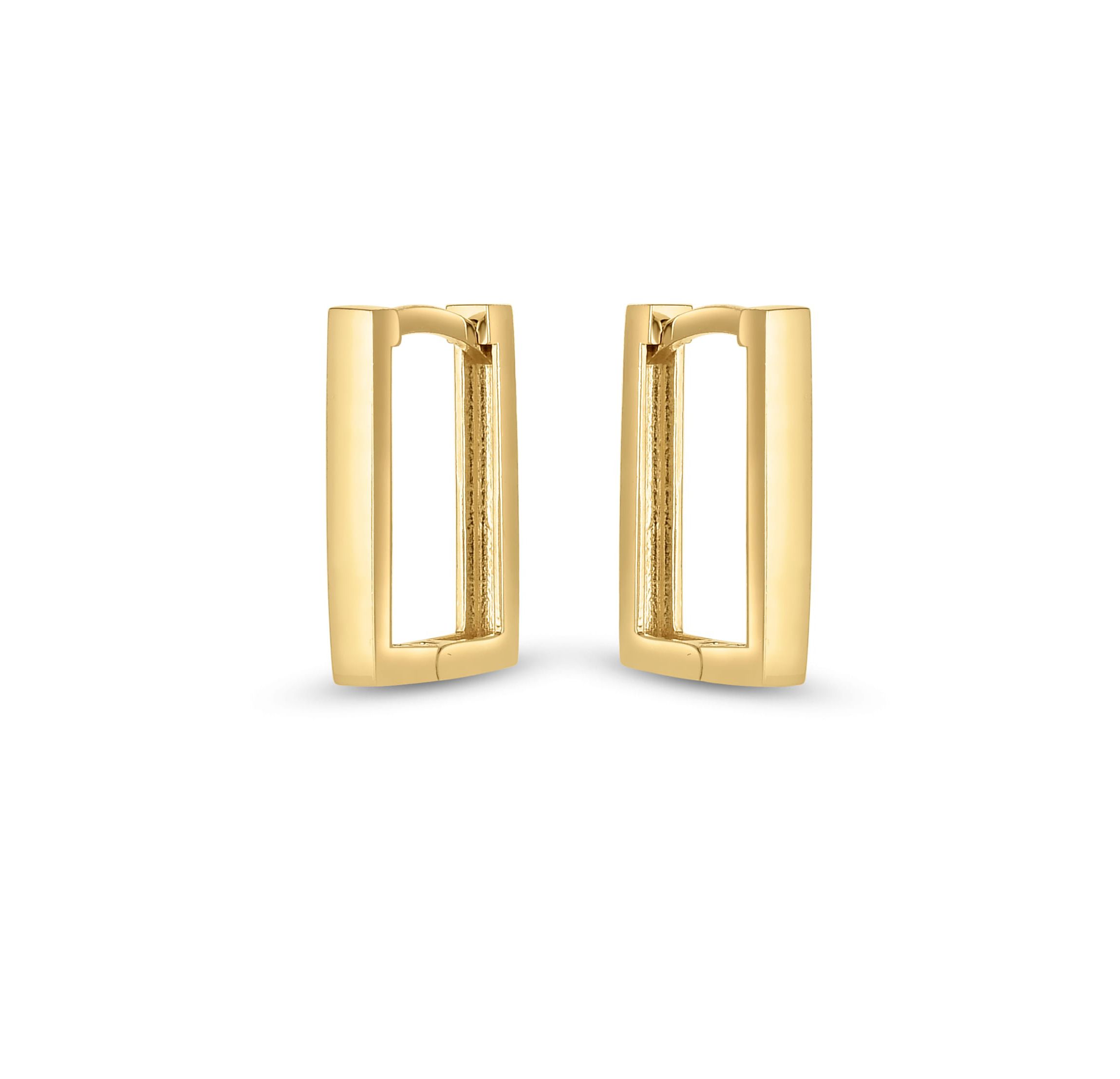 14K Yellow Gold  Rectangle Huggie Earring