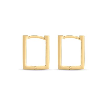 14K Yellow Gold  Rectangle Huggie Earring