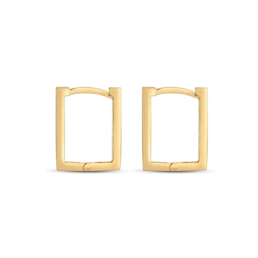 14K Yellow Gold  Rectangle Huggie Earring