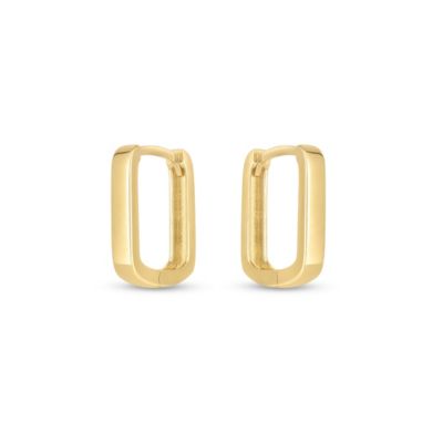 14K Yellow Gold  Square Huggie Earring