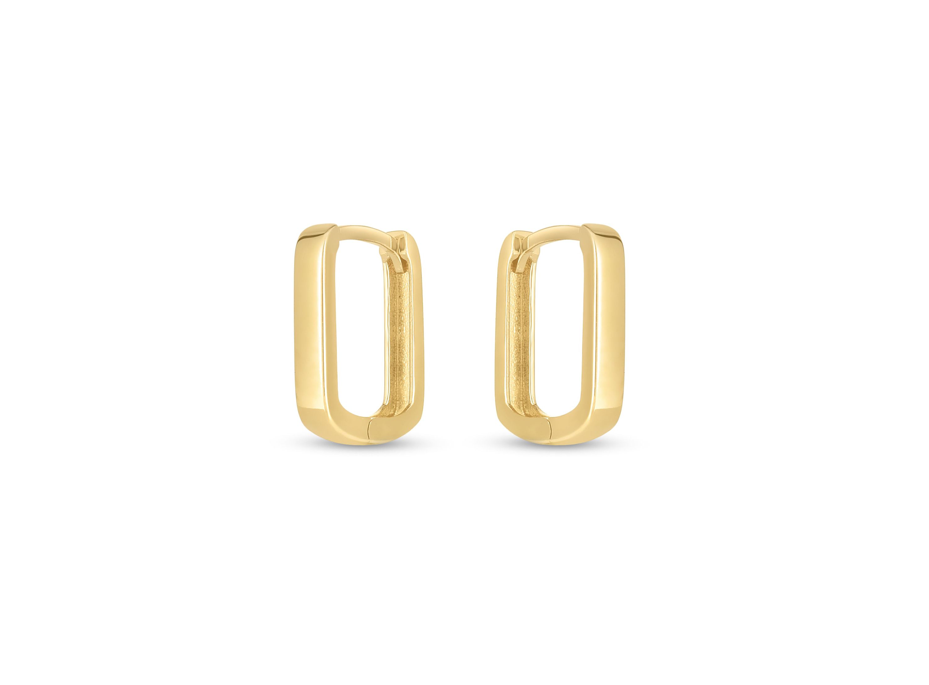 14K Yellow Gold  Square Huggie Earring